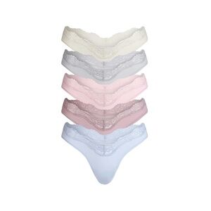 FITS EVERYBODY LACE DIPPED THONG 5-PACK | PERIWINKLE FOIL Size Medium